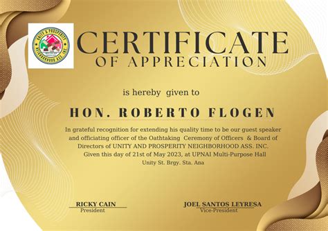 Certificate of Appreciation Template (Guest Judges/Speakers).